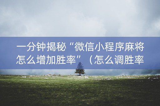 一分钟揭秘“微信小程序麻将怎么增加胜率”（怎么调胜率)