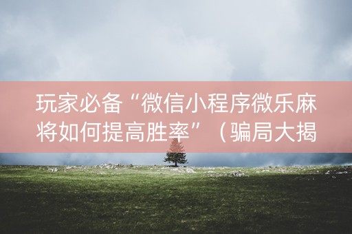 玩家必备“微信小程序微乐麻将如何提高胜率”（骗局大揭秘)
