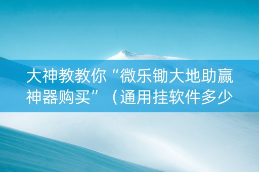 大神教教你“微乐锄大地助赢神器购买”（通用挂软件多少钱)
