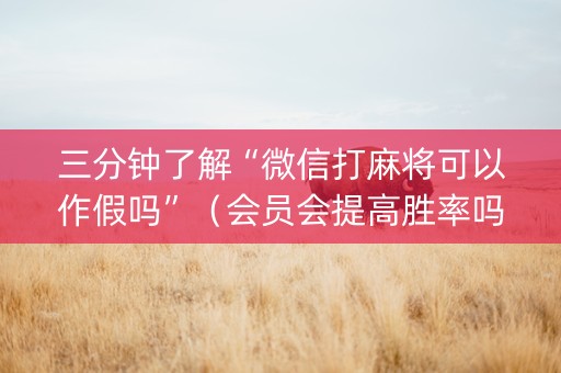 三分钟了解“微信打麻将可以作假吗”（会员会提高胜率吗)
