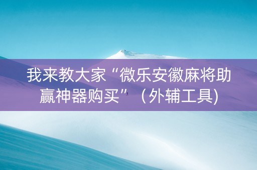 我来教大家“微乐安徽麻将助赢神器购买”（外辅工具)