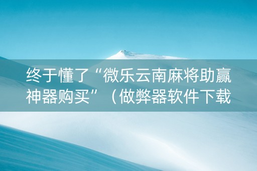终于懂了“微乐云南麻将助赢神器购买”（做弊器软件下载)