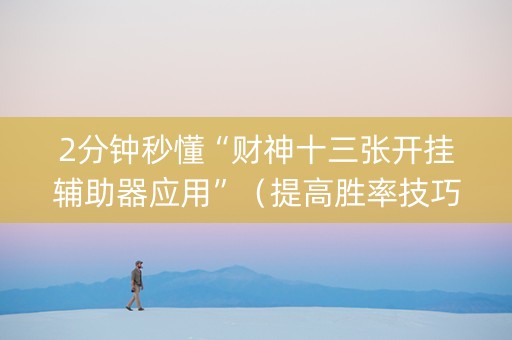 2分钟秒懂“财神十三张开挂辅助器应用”（提高胜率技巧)