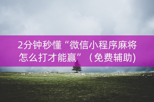 2分钟秒懂“微信小程序麻将怎么打才能赢”（免费辅助)