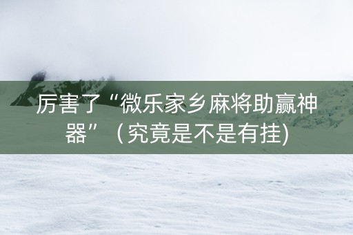 厉害了“微乐家乡麻将助赢神器”（究竟是不是有挂)