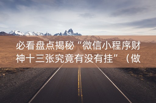 必看盘点揭秘“微信小程序财神十三张究竟有没有挂”（做弊器软件下载)