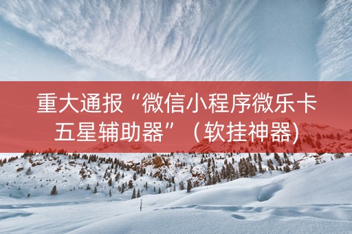重大通报“微信小程序微乐卡五星辅助器”（软挂神器)