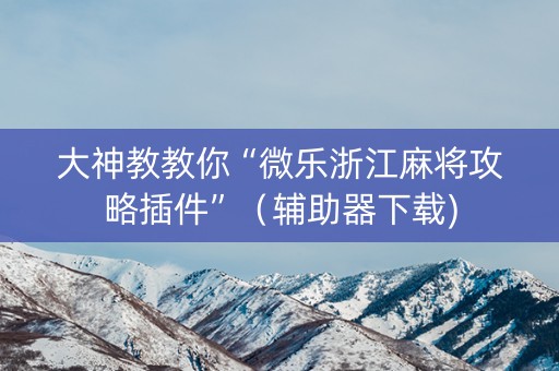 大神教教你“微乐浙江麻将攻略插件”（辅助器下载)