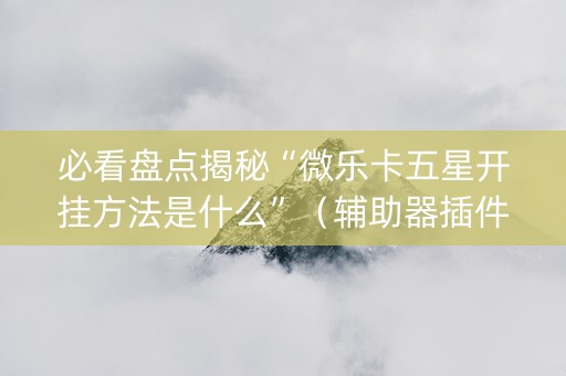 必看盘点揭秘“微乐卡五星开挂方法是什么”（辅助器插件)