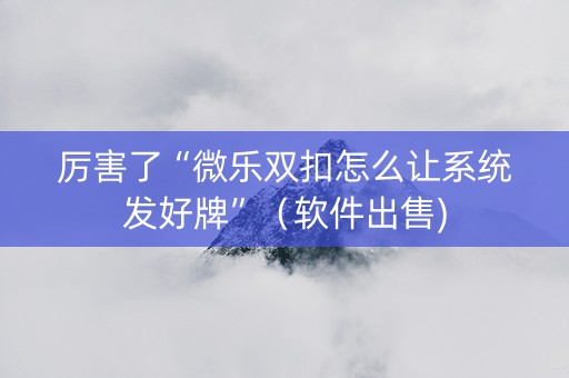 厉害了“微乐双扣怎么让系统发好牌”（软件出售)