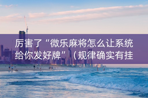厉害了“微乐麻将怎么让系统给你发好牌”（规律确实有挂)
