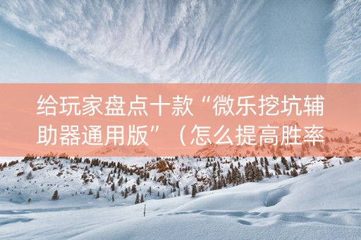 给玩家盘点十款“微乐挖坑辅助器通用版”（怎么提高胜率)