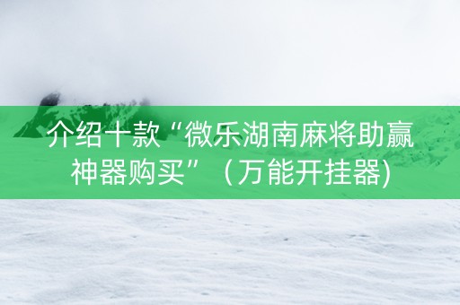 介绍十款“微乐湖南麻将助赢神器购买”（万能开挂器)