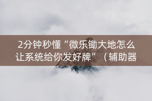 2分钟秒懂“微乐锄大地怎么让系统给你发好牌”（辅助器通用版)
