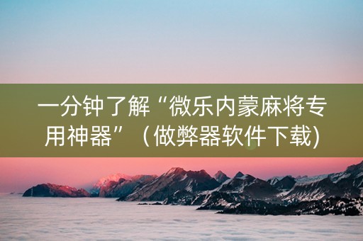 一分钟了解“微乐内蒙麻将专用神器”（做弊器软件下载)