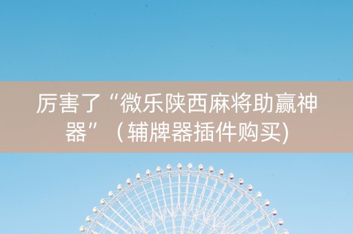 厉害了“微乐陕西麻将助赢神器”（辅牌器插件购买)