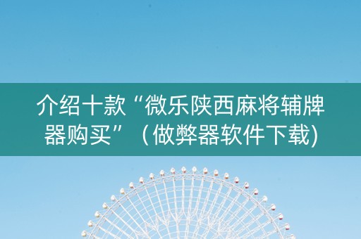 介绍十款“微乐陕西麻将辅牌器购买”（做弊器软件下载)