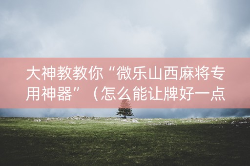 大神教教你“微乐山西麻将专用神器”（怎么能让牌好一点)