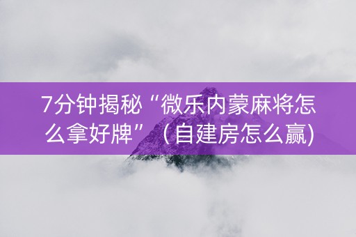 7分钟揭秘“微乐内蒙麻将怎么拿好牌”（自建房怎么赢)