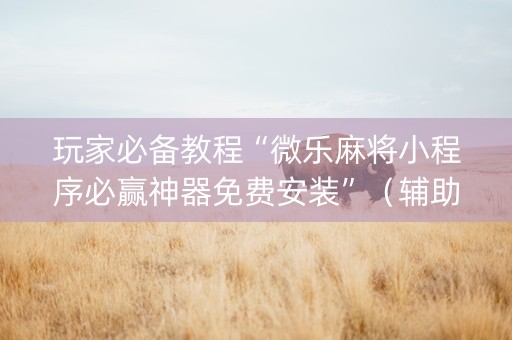 玩家必备教程“微乐麻将小程序必赢神器免费安装”（辅助器通用版)
