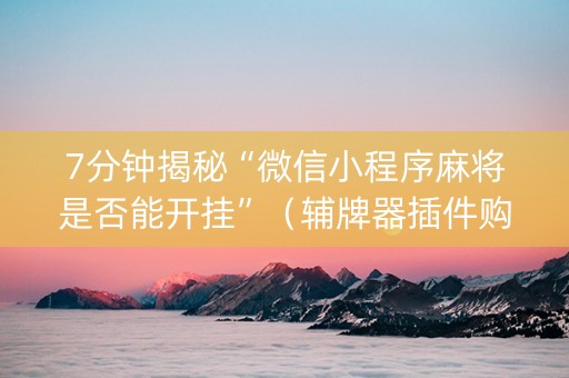 7分钟揭秘“微信小程序麻将是否能开挂”（辅牌器插件购买)