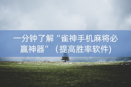 一分钟了解“雀神手机麻将必赢神器”（提高胜率软件)