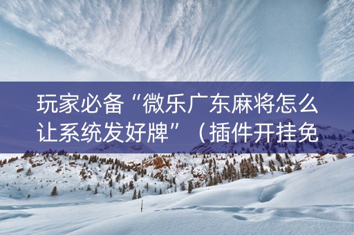 玩家必备“微乐广东麻将怎么让系统发好牌”（插件开挂免费AI)