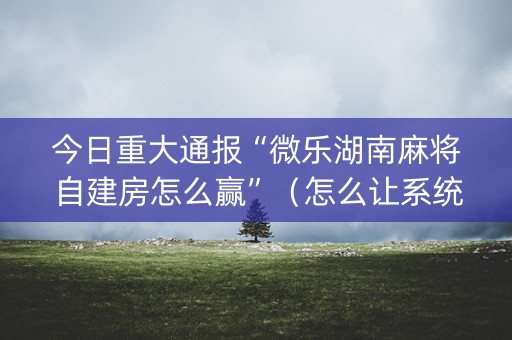 今日重大通报“微乐湖南麻将自建房怎么赢”（怎么让系统给自己好牌)