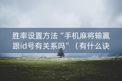 胜率设置方法“手机麻将输赢跟id号有关系吗”（有什么诀窍)