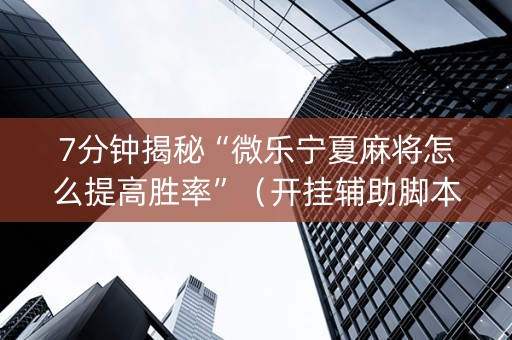 7分钟揭秘“微乐宁夏麻将怎么提高胜率”（开挂辅助脚本)