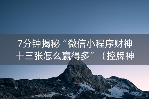7分钟揭秘“微信小程序财神十三张怎么赢得多”（控牌神器)