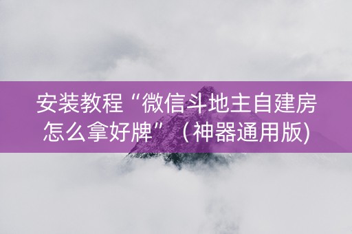 安装教程“微信斗地主自建房怎么拿好牌”（神器通用版)