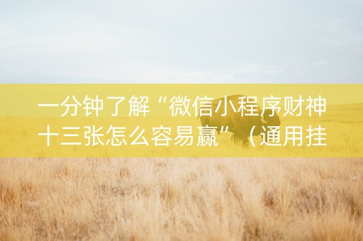 一分钟了解“微信小程序财神十三张怎么容易赢”（通用挂软件多少钱)