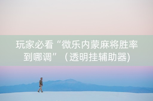 玩家必看“微乐内蒙麻将胜率到哪调”（透明挂辅助器)