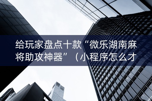 给玩家盘点十款“微乐湖南麻将助攻神器”（小程序怎么才会赢)