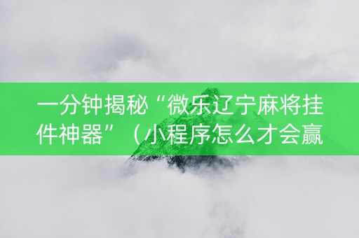 一分钟揭秘“微乐辽宁麻将挂件神器”（小程序怎么才会赢)