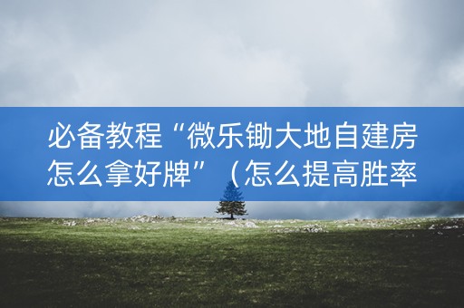 必备教程“微乐锄大地自建房怎么拿好牌”（怎么提高胜率)