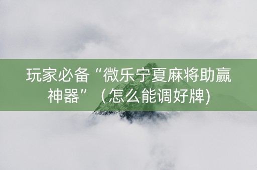 玩家必备“微乐宁夏麻将助赢神器”（怎么能调好牌)