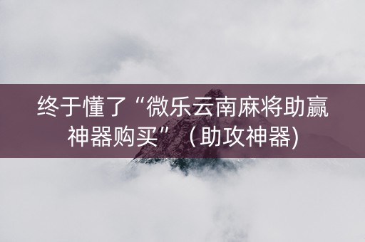 终于懂了“微乐云南麻将助赢神器购买”（助攻神器)