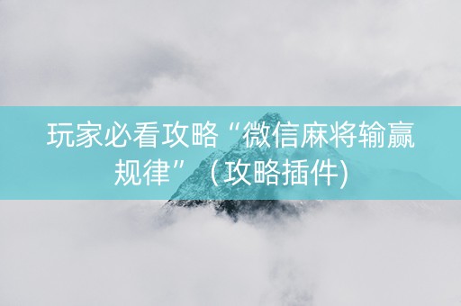 玩家必看攻略“微信麻将输赢规律”（攻略插件)