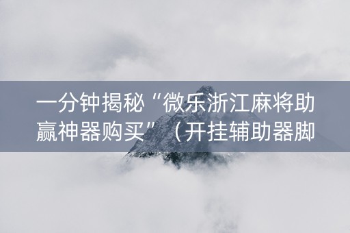 一分钟揭秘“微乐浙江麻将助赢神器购买”（开挂辅助器脚本)
