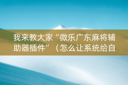 我来教大家“微乐广东麻将辅助器插件”（怎么让系统给自己好牌)