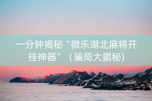 一分钟揭秘“微乐湖北麻将开挂神器”（骗局大揭秘)