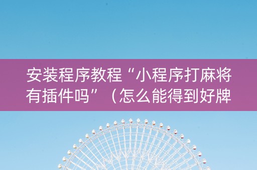 安装程序教程“小程序打麻将有插件吗”（怎么能得到好牌)