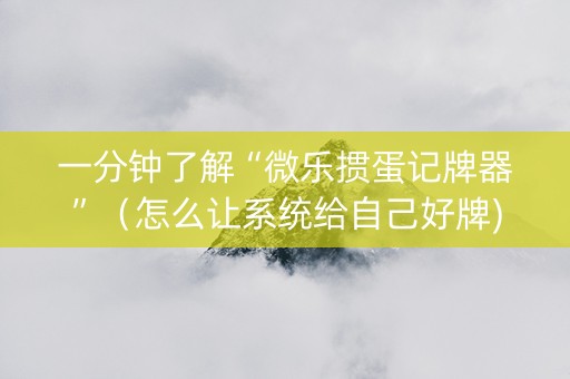 一分钟了解“微乐掼蛋记牌器”（怎么让系统给自己好牌)