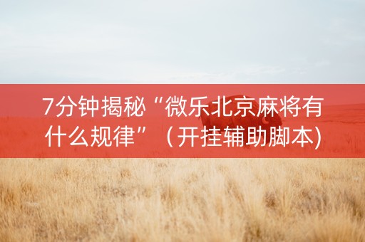 7分钟揭秘“微乐北京麻将有什么规律”（开挂辅助脚本)