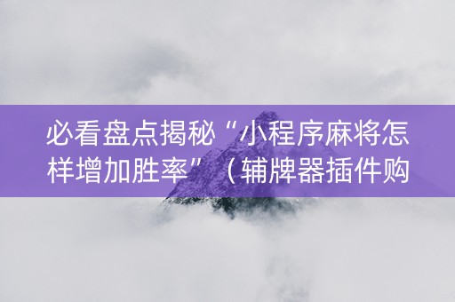 必看盘点揭秘“小程序麻将怎样增加胜率”（辅牌器插件购买)