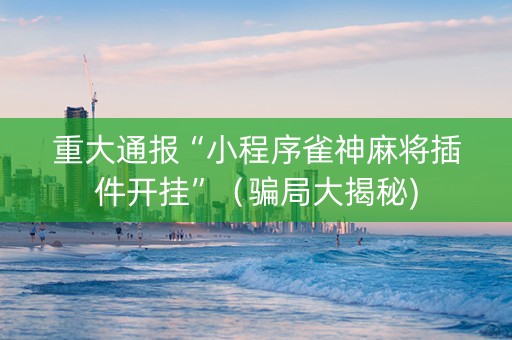 重大通报“小程序雀神麻将插件开挂”（骗局大揭秘)