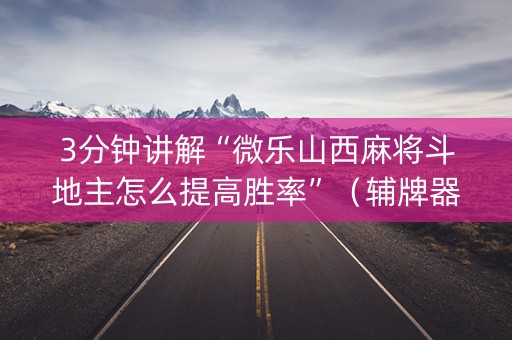 3分钟讲解“微乐山西麻将斗地主怎么提高胜率”（辅牌器插件购买)
