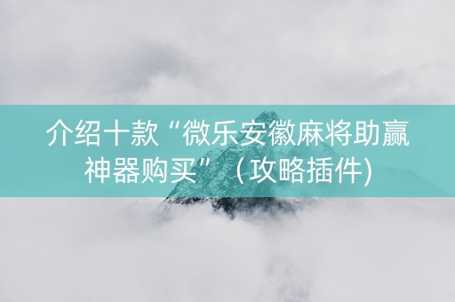 介绍十款“微乐安徽麻将助赢神器购买”（攻略插件)
